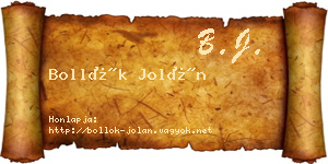 Bollók Jolán névjegykártya