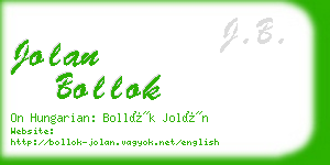 jolan bollok business card